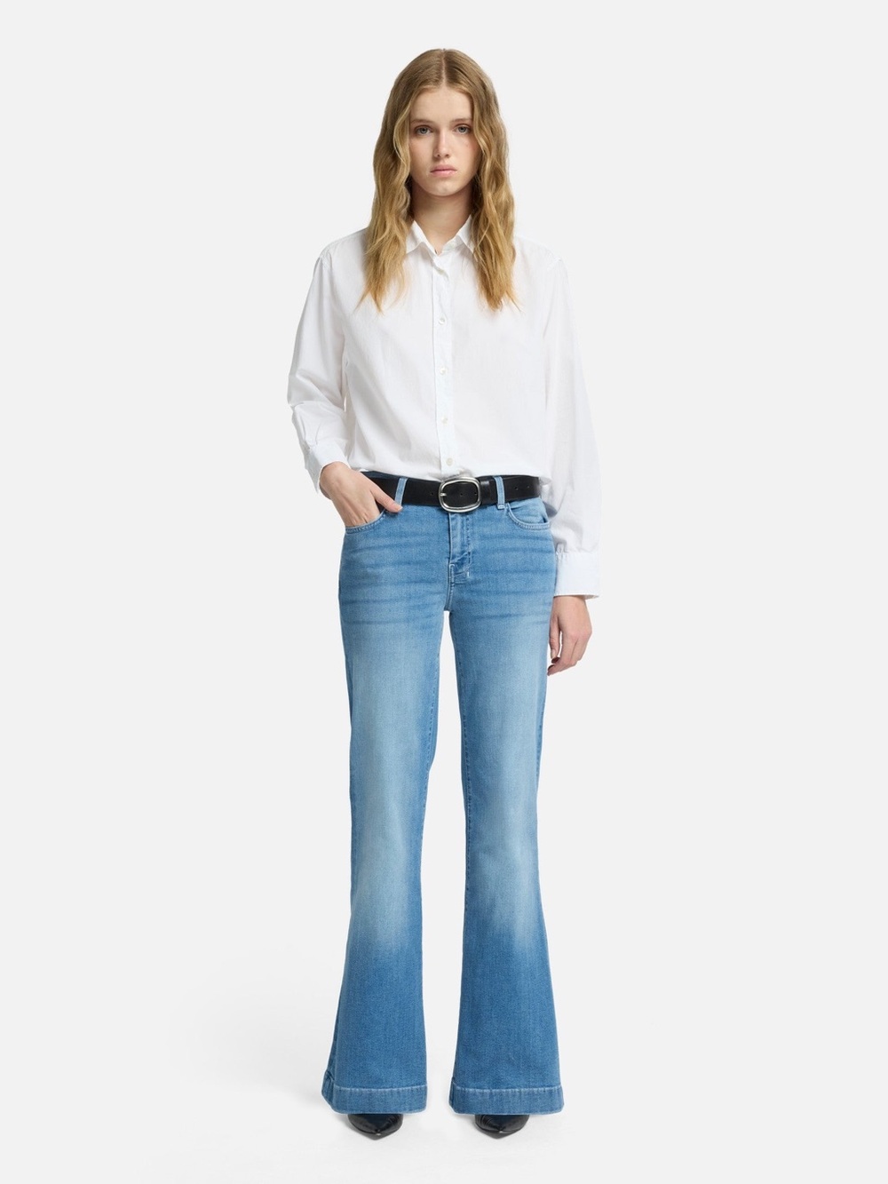 7 for all mankind tailorless dojo flare jeans 32 14 blue light wash luxe vintage